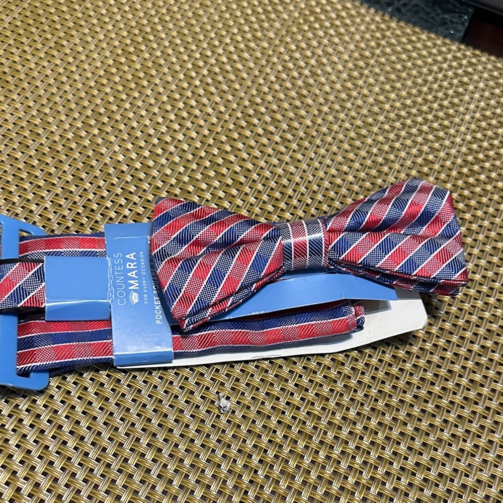 Countess Mara Red and Blue Striped Bow Tie